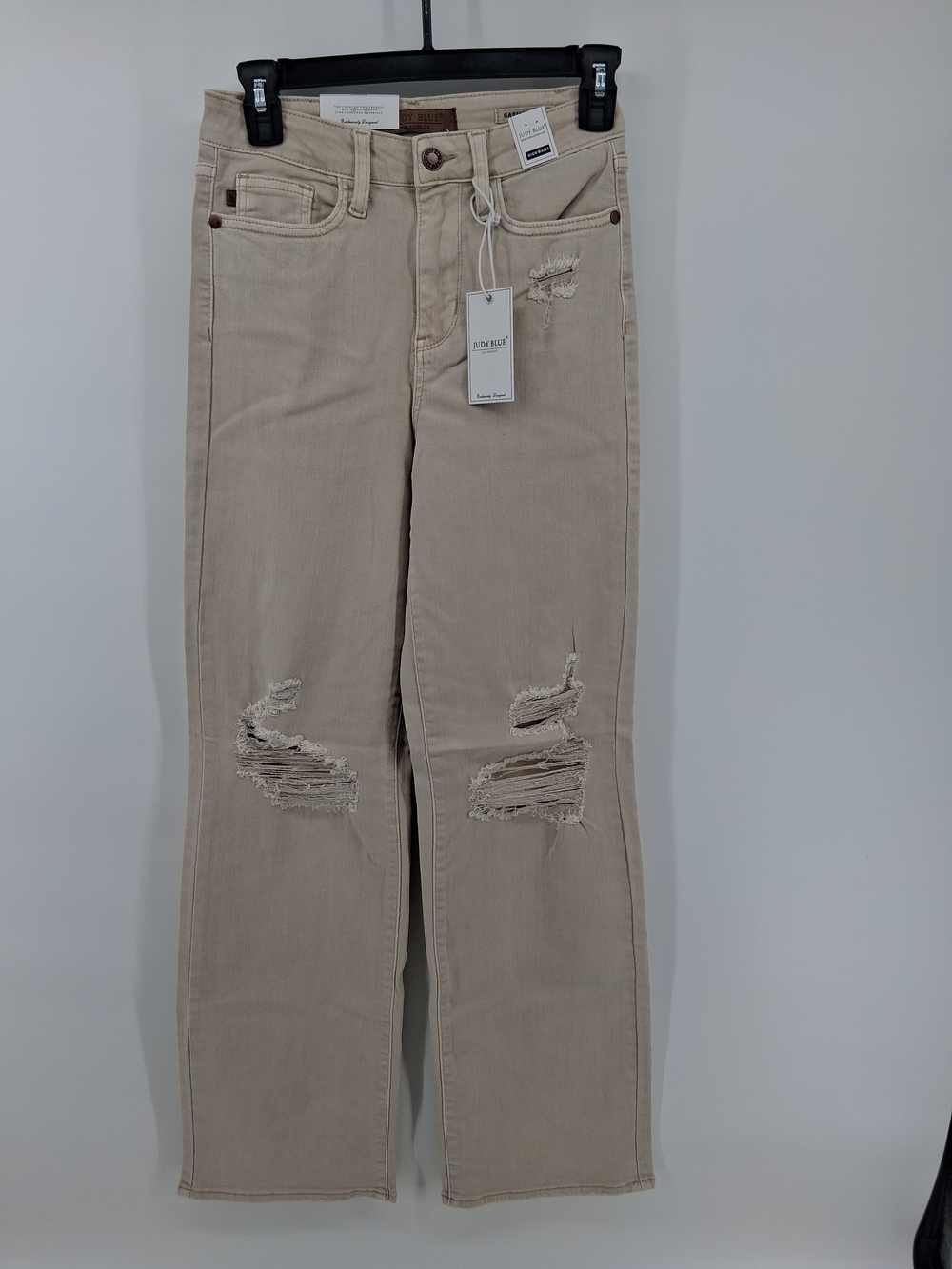 Judy Blue Neutral Beige Distressed Straight Leg Jeans Several Sizes Available
